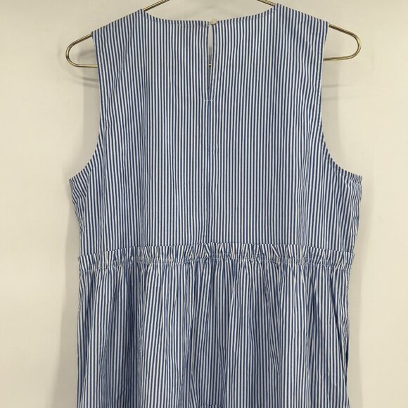 J.Crew Blue White Striped Sleeveless Tiered Midi Dress Women's Size 12 NWT - Picture 6 of 11